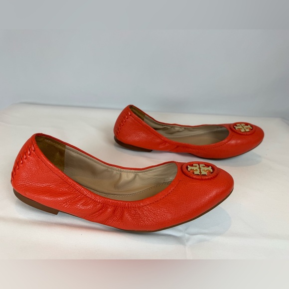 Tory Burch Allie Ballet Flats | Samba Orange / Coral Red - Picture 2 of 14